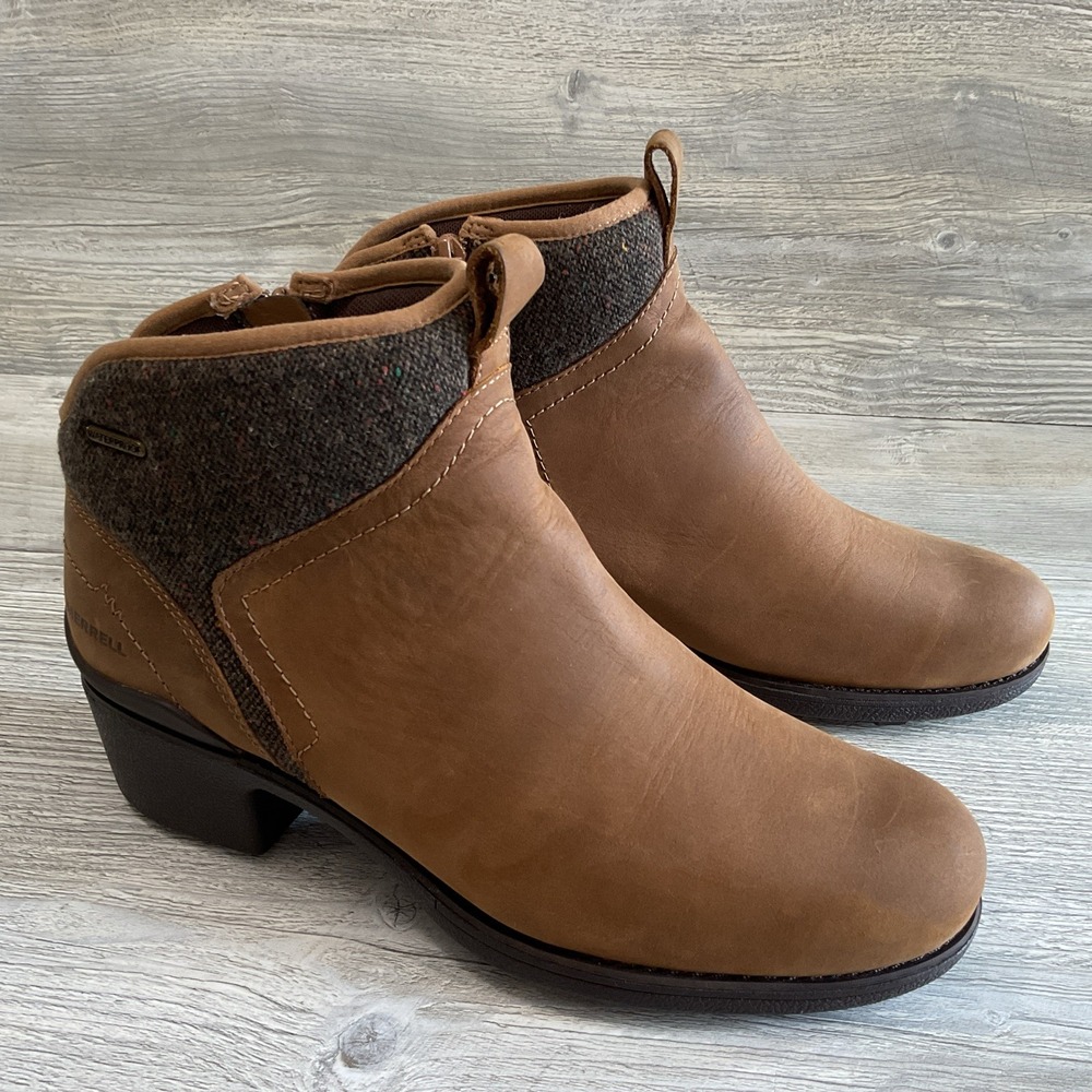 Merrell Chateau III Womens 9.5 Brown Waterproof Ankle Boots J000888 Side Zipper